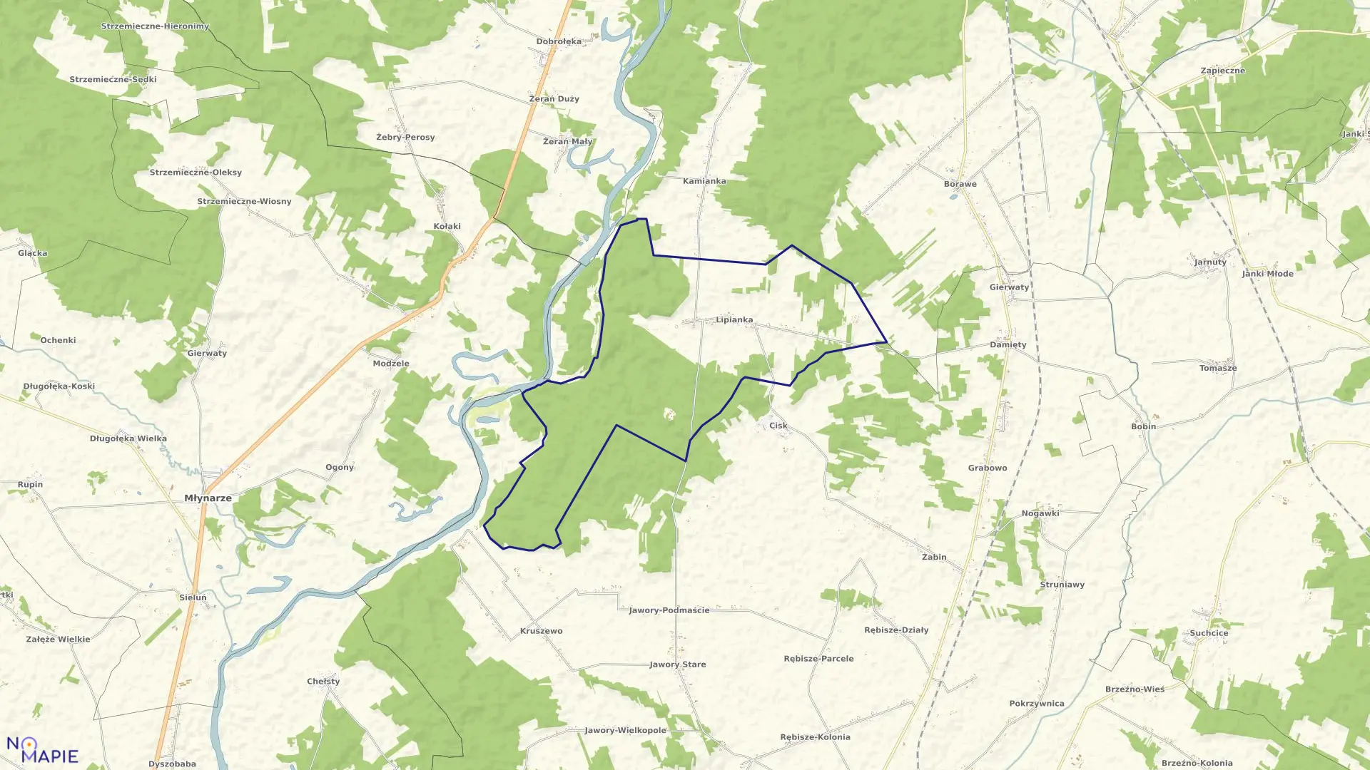 Mapa obrębu LIPIANKA w gminie Goworowo