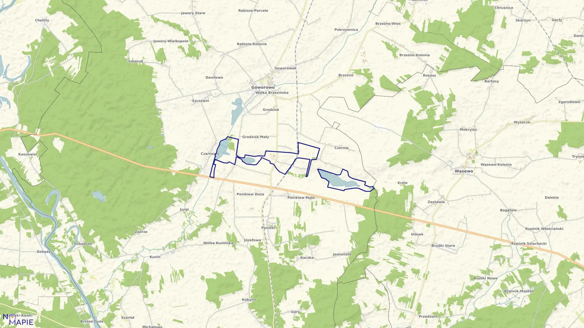 Mapa obrębu PGR PONIKIEW MAŁA w gminie Goworowo